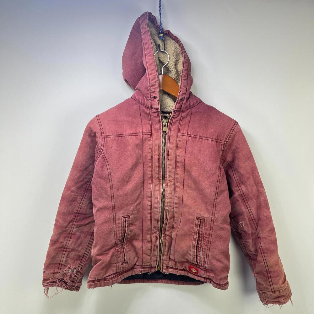 Vintage Dickies Hooded Sherpa Jacket Womens 9 Salmon